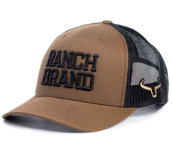 RANCH BRAND - CASQUETTE - BIG RANCH - BRUN COYOTE & MESH NOIR LOGO NOIR